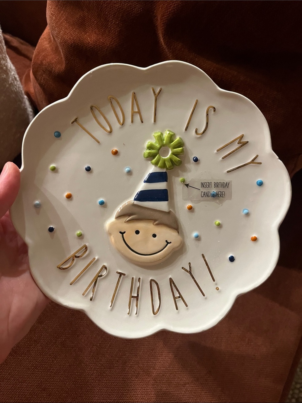 Today Is My Birthday Decorative Ceramic Plate - White with Multicolor Accent